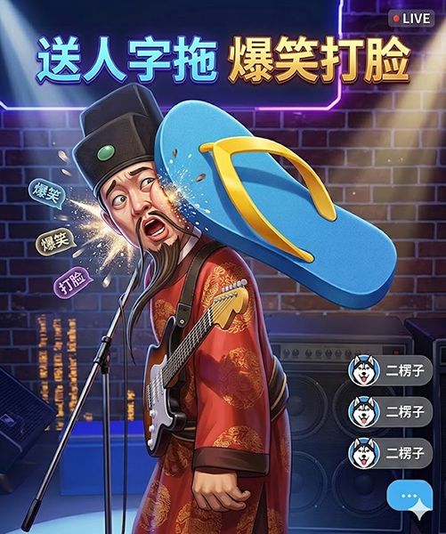 送人字拖礼物后，巨大拖鞋抽在宋官脸上